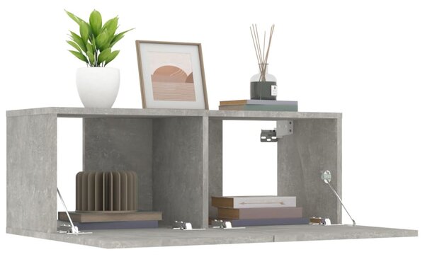 2 db betonszürke szerelt fa TV-szekrény 80 x 30 x 30 cm