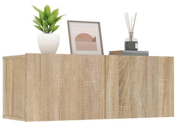 2 db sonoma tölgy szerelt fa TV-szekrény 80x30x30 cm