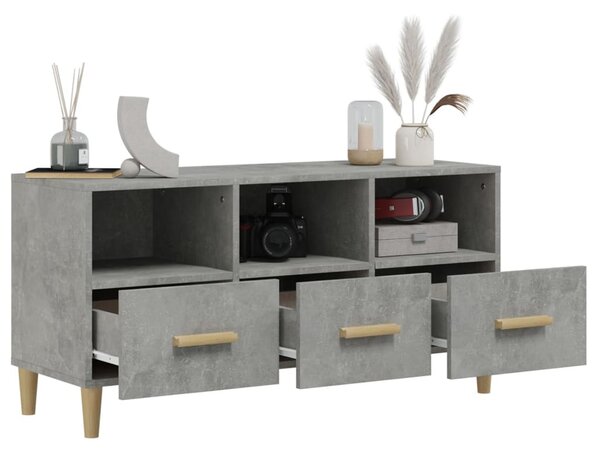Betonszürke szerelt fa TV-szekrény 102 x 36 x 50 cm