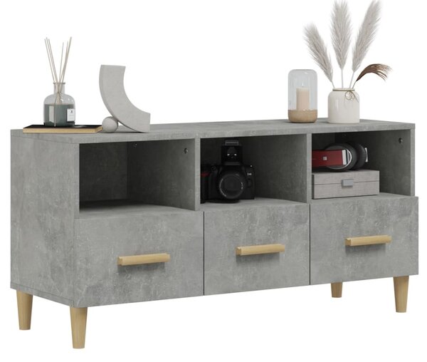 Betonszürke szerelt fa TV-szekrény 102 x 36 x 50 cm