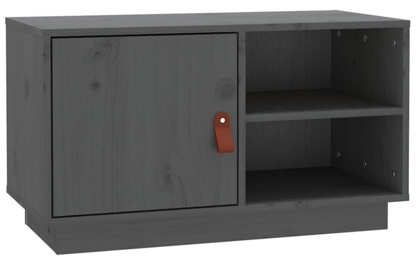 Szürke tömör fenyőfa TV-szekrény 70 x 34 x 40 cm