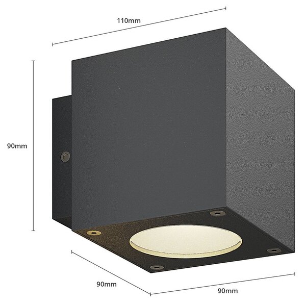 Lucande LED-es kültéri fali lámpa Jarno, antracit, fém, 9 cm, Fekete, Alumínium, Modern