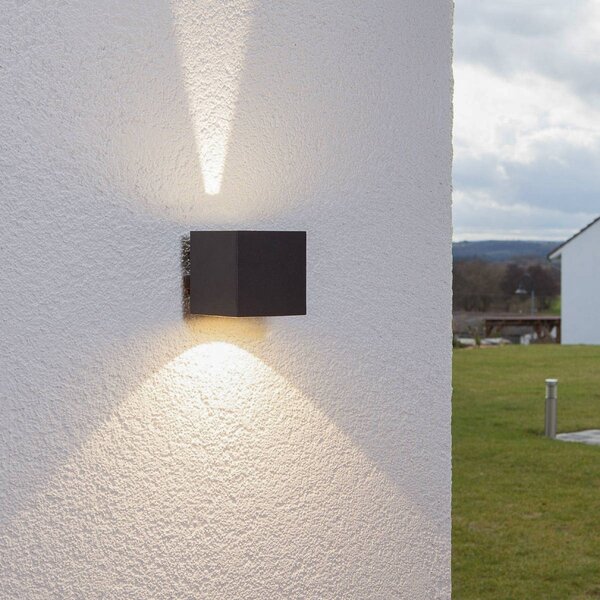 Lucande LED-es kültéri fali lámpa Jarno, antracit, fém, 9 cm, Fekete, Alumínium, Modern