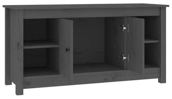 Szürke tömör fenyőfa TV-szekrény 103 x 36,5 x 52 cm
