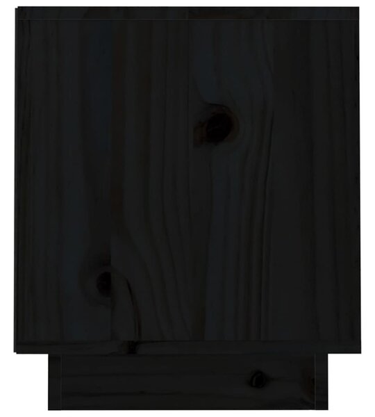 Fekete tömör fenyőfa TV-szekrény 70 x 34 x 40 cm