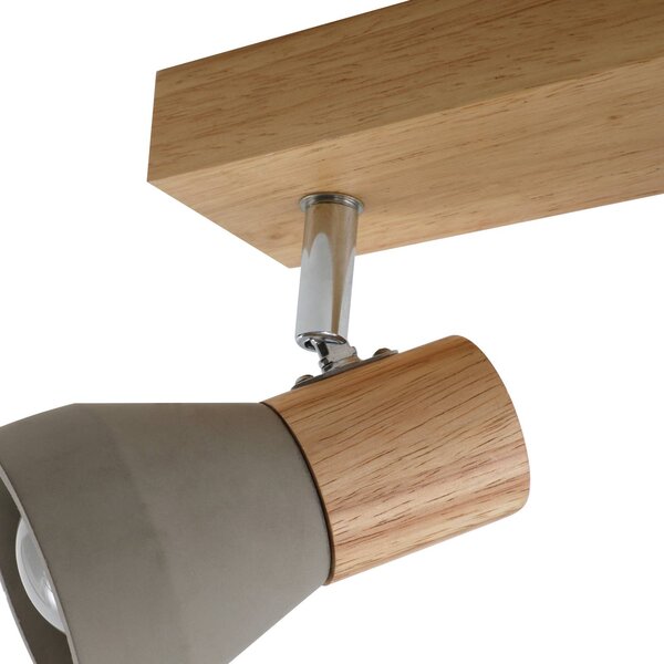 Lindby Filiz spotlámpa, 3-lámpás, 47 cm hosszú, fa, beton, E14, dimmelhető, Alu / szürke / cink, Hálószoba, Beton, Skandináv