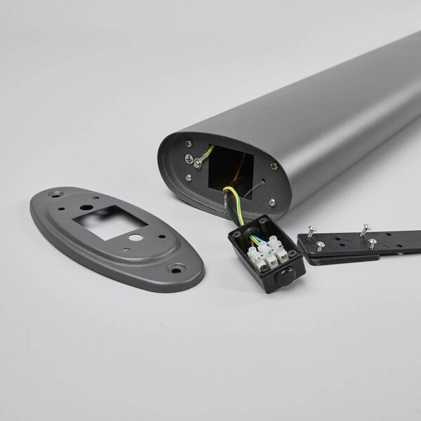 Lindby LED ösvény világítás Obri, 80 cm, antracit, érzékelővel, Fekete, Rozsdamentes acél, Modern