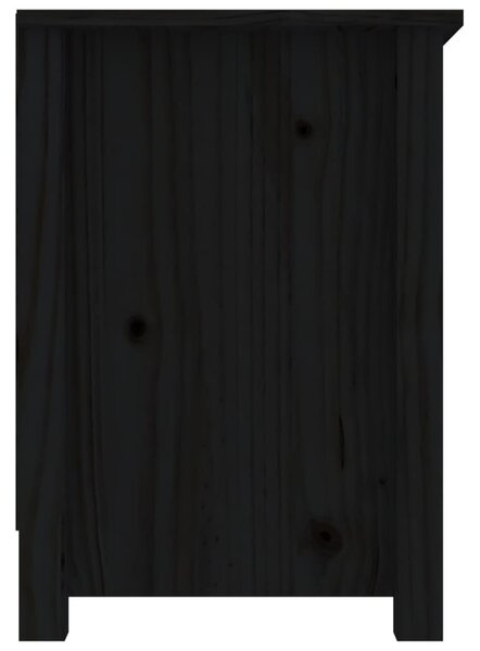 Fekete tömör fenyőfa TV-szekrény 103 x 36,5 x 52 cm