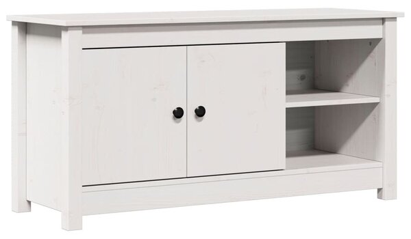 Fehér tömör fenyőfa TV-szekrény 103 x 36,5 x 52 cm