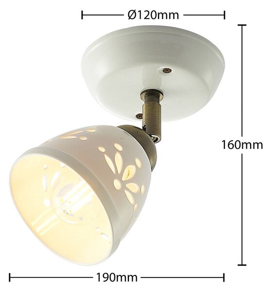Lindby spotlámpa Sanrike, magasság 16 cm, 1 lámpa, fehér, kerámia, dimmelhető, Fehér / opál, Nappali / Étkező, Kerámia, Vidéki otthon / Rusztikus