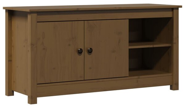 Mézbarna tömör fenyőfa TV-szekrény 103 x 36,5 x 52 cm