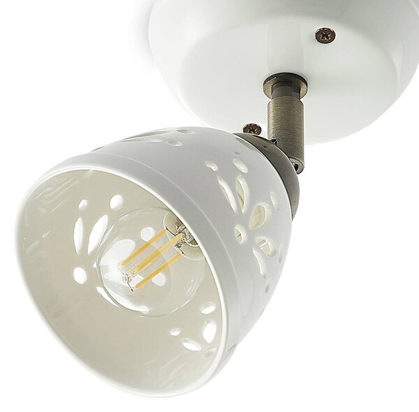 Lindby spotlámpa Sanrike, magasság 16 cm, 1 lámpa, fehér, kerámia, dimmelhető, Fehér / opál, Nappali / Étkező, Kerámia, Vidéki otthon / Rusztikus