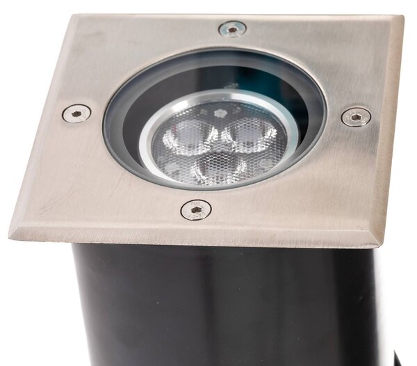 Lucande LED padlóbeépített padlófény Jos, szögletes, forgatható, IP67, Alu / szürke / cink, Alumínium, Modern
