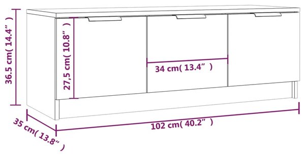 Füstös tölgy színű szerelt fa TV-szekrény 102 x 35 x 36,5 cm