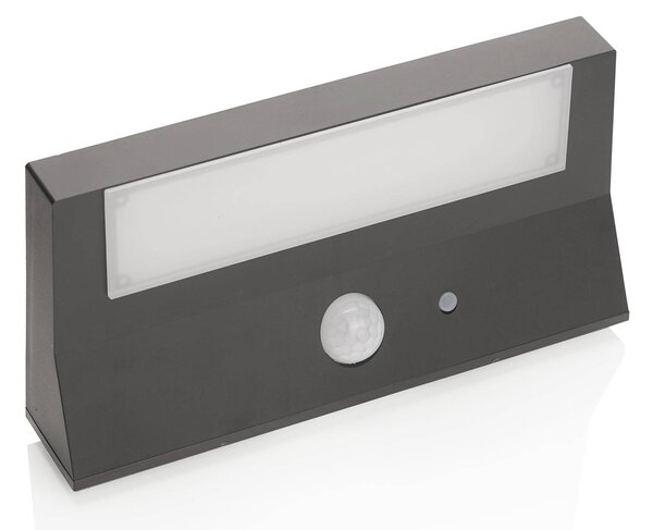 Lindby LED-es napelemes kültéri fali lámpa Maresia, érzékelő, antracit, Alu / szürke / cink, Műanyag, Modern