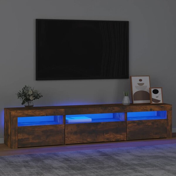 Füstös tölgy színű TV-szekrény LED-világítással 195x35x40 cm