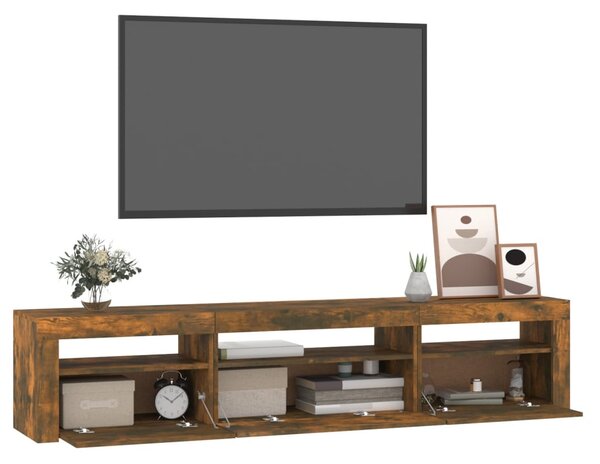Füstös tölgy színű TV-szekrény LED-világítással 195x35x40 cm