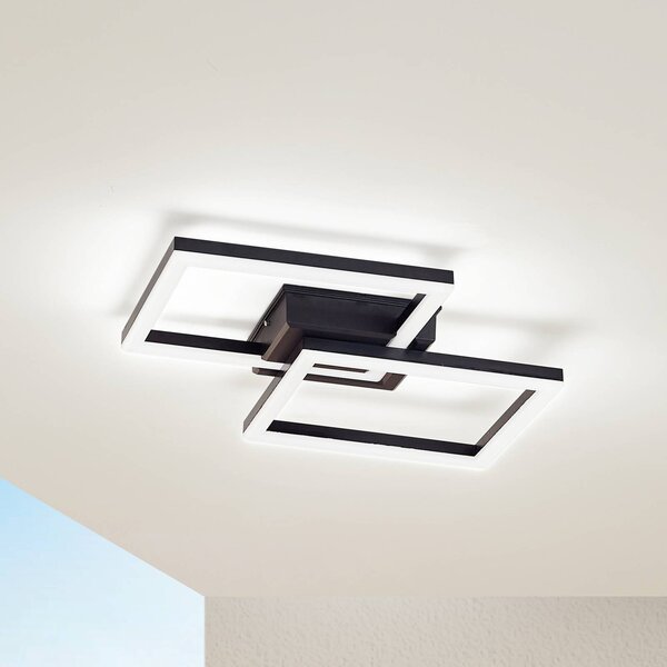 Lindby LED kültéri mennyezeti világítás Finian, 48 cm x cm, CCT dimmelhető, dimmelhető, Fekete, Műanyag, Modern