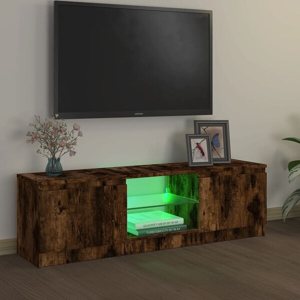 Füstölt tölgy színű TV-szekrény LED lámpákkal 120x30x36 cm