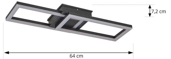 Lindby LED kültéri mennyezeti világítás Finian, 64 cm x 21 cm, CCT dimmelhető, dimmelhető, Fekete, Műanyag, Modern