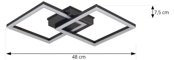 Lindby LED kültéri mennyezeti világítás Finian, 48 cm x cm, CCT dimmelhető, dimmelhető, Fekete, Műanyag, Modern