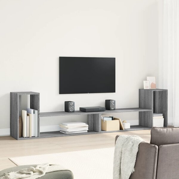 2 db szürke sonoma szerelt fa fali TV-szekrény 100 x 30 x 50 cm