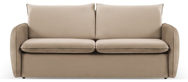 Bézs bársony kinyitható kanapé 214 cm Vienna – Cosmopolitan Design