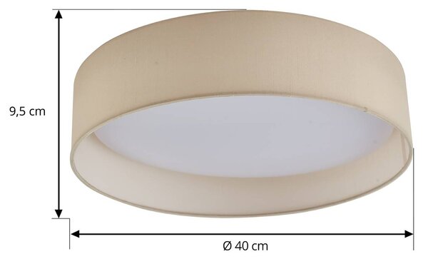 Lindby LED mennyezeti lámpa Eilif, szövet, fehér, Ø 40 cm, CCT, Krém / borostyánsárga, Nappali / Étkező, Textil / szövet / selyem, Modern