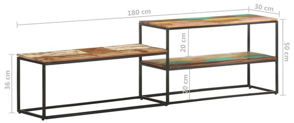Tömör újrahasznosított fa TV-szekrény 180 x 30 x 50 cm