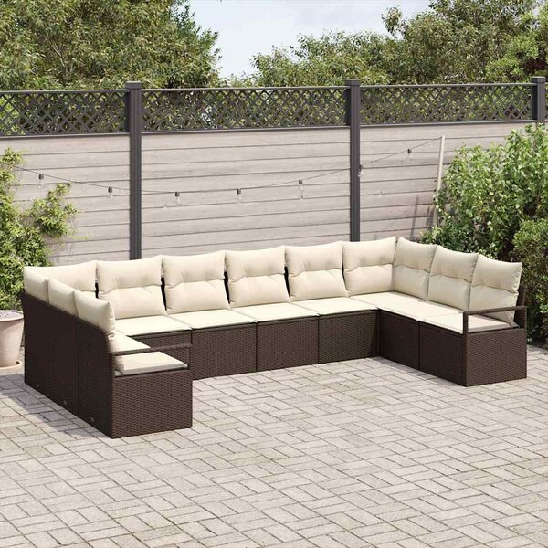 Kanapé Szett párnával 10 pcs Barna polirattan