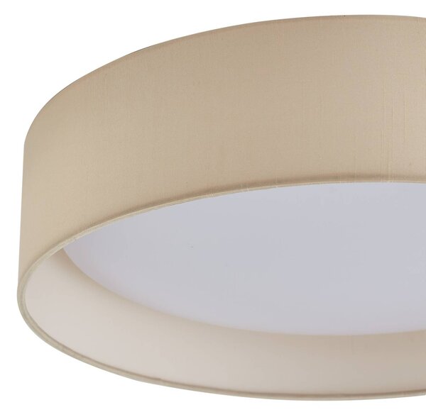 Lindby LED mennyezeti lámpa Eilif, szövet, fehér, Ø 40 cm, CCT, Krém / borostyánsárga, Nappali / Étkező, Textil / szövet / selyem, Modern