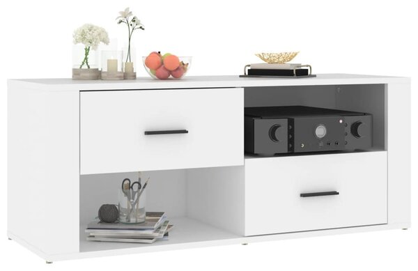 Fehér szerelt fa TV-szekrény 100 x 35 x 40 cm