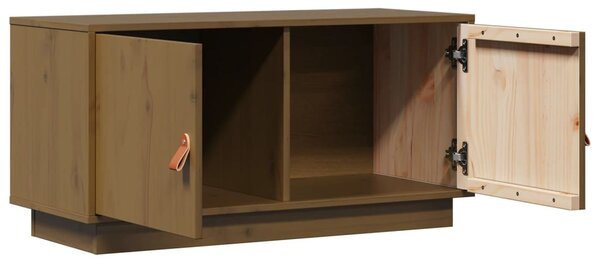 Mézbarna tömör fenyőfa TV-szekrény 80x34x40 cm