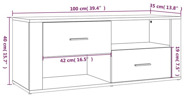 Fehér szerelt fa TV-szekrény 100 x 35 x 40 cm