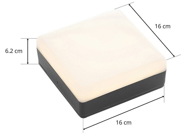 Lucande LED mennyezeti lámpa Thilo, 16cm, antracit, érzékelő, IP54, Műanyag, Modern