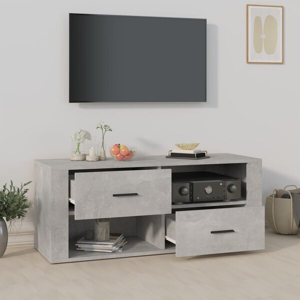 Betonszürke szerelt fa TV-szekrény 100x35x40 cm