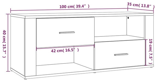 Betonszürke szerelt fa TV-szekrény 100x35x40 cm