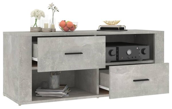 Betonszürke szerelt fa TV-szekrény 100x35x40 cm