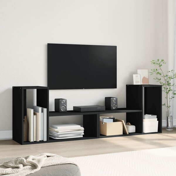 2 db fekete szerelt fa TV-szekrény 75 x 30 x 50 cm