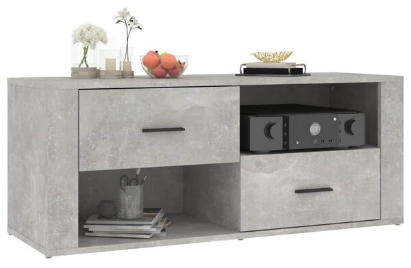 Betonszürke szerelt fa TV-szekrény 100x35x40 cm