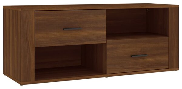 Barna tölgyszínű szerelt fa TV-szekrény 100 x 35 x 40 cm