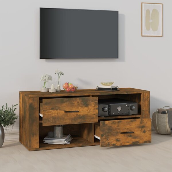 Füstös tölgy színű szerelt fa TV-szekrény 100 x 35 x 40 cm
