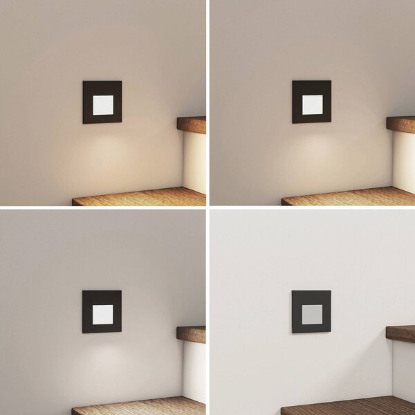 Arcchio LED-es süllyesztett lámpa Vexi, 7,8 cm x cm, fekete, CCT, dimmelhető, Fekete, Folyosó, Alumínium, Modern