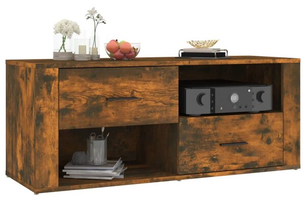 Füstös tölgy színű szerelt fa TV-szekrény 100 x 35 x 40 cm