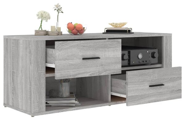 Szürke sonoma színű szerelt fa TV-szekrény 100 x 35 x 40 cm