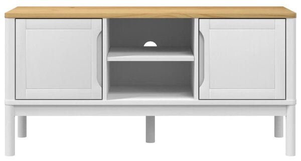FLORO fehér tömör fenyőfa TV-szekrény 114 x 43 x 55 cm