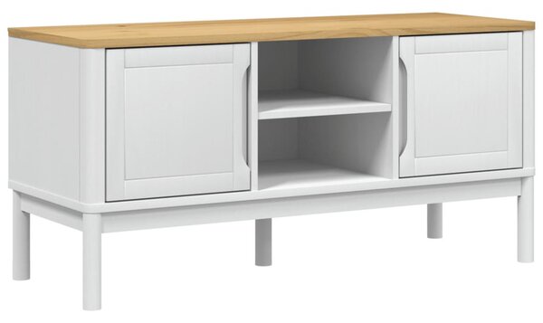 FLORO fehér tömör fenyőfa TV-szekrény 114 x 43 x 55 cm