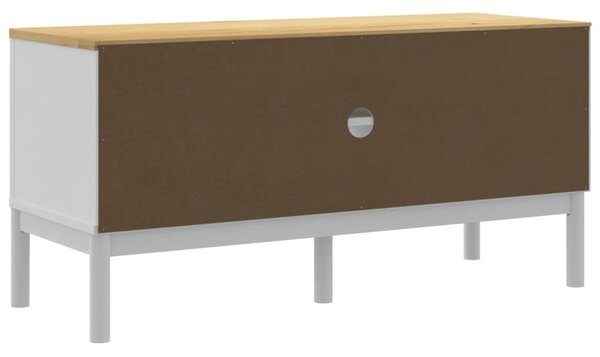 FLORO fehér tömör fenyőfa TV-szekrény 114 x 43 x 55 cm