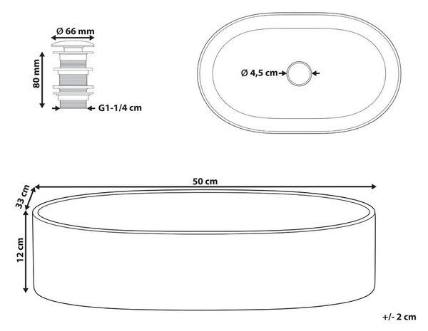 Pultra helyezhető mosdókagyló NICKERIE 50 x 33 cm Kerámia Fehér