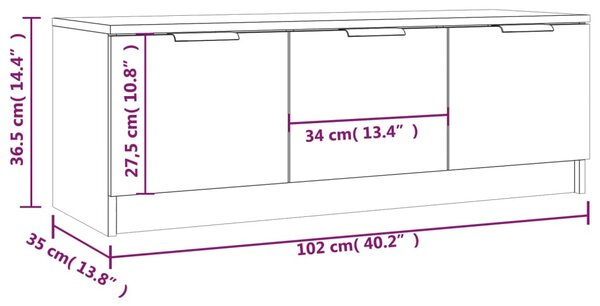 Betonszürke szerelt fa TV-szekrény 102 x 35 x 36,5 cm